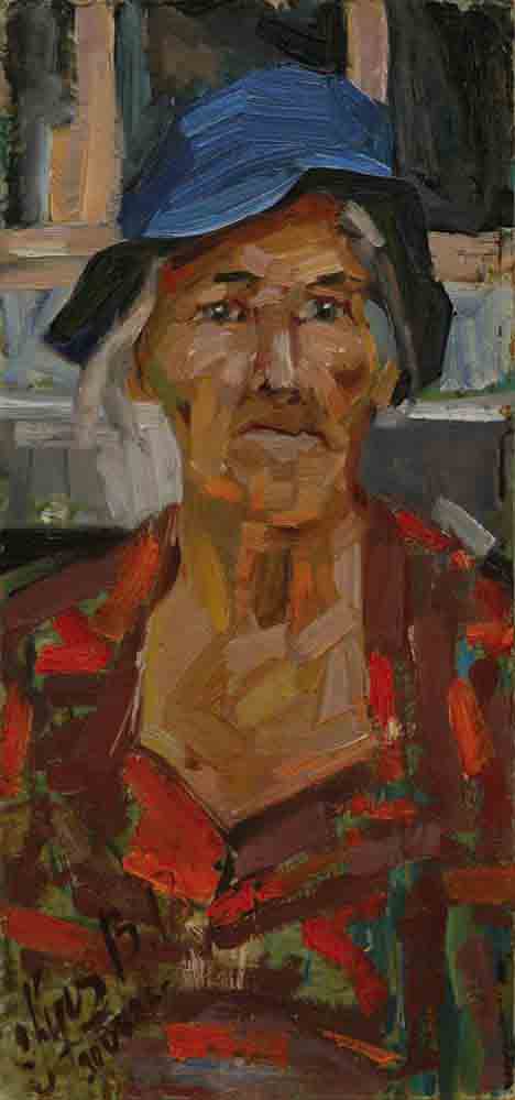My grandmother. Canvas, oil. Size: 50,5x24. Year: 1986