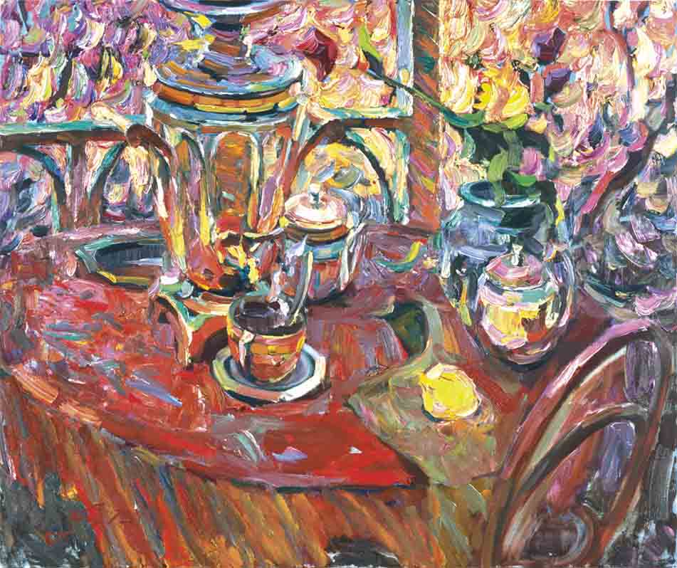 On the porch. Canvas, oil.  Size: 100х120. Year: 1995